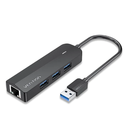 3-Port USB 3.0 Hub with Gigabit Ethernet Adapter 0.15M Black