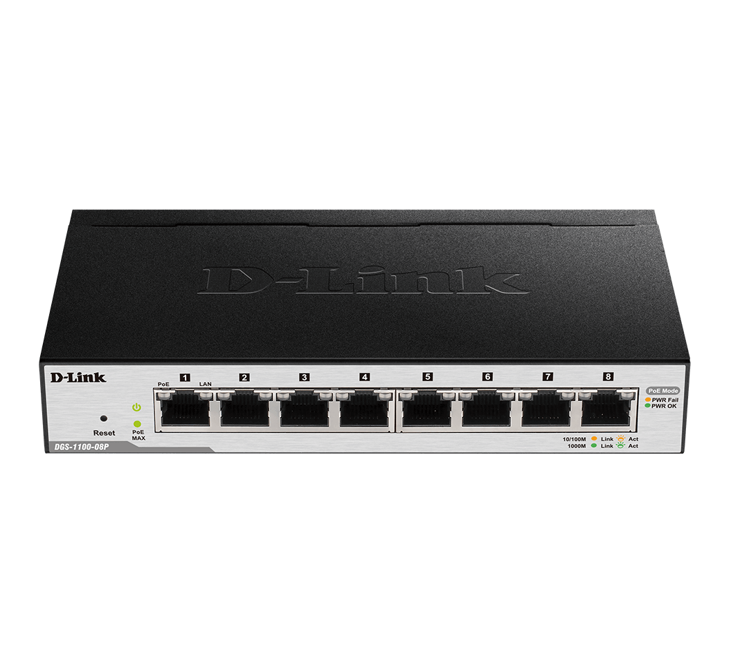 D-Link 8-Port Gigabit PoE Smart Managed Switch - DGS-1100-08P