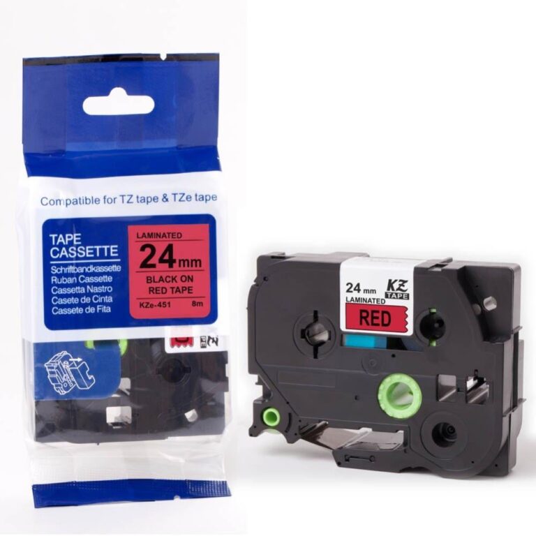 24mm x 8m Black on Red label tape