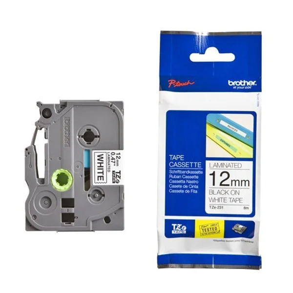 12mm x 8M Black on blue label tape