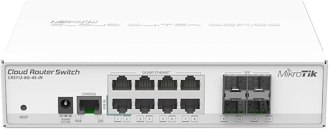 MikroTik CRS112-8G-4S-IN 8?Gigabit Ethernet Smart Switch 4?SFP Cages 400MHz CPU