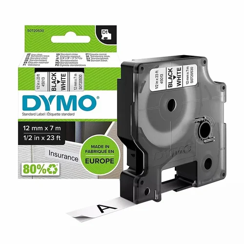 Dymo 45013 DM1 Black on White- 12mm X 7 m Compatible Catridge For Dymo Label Printer