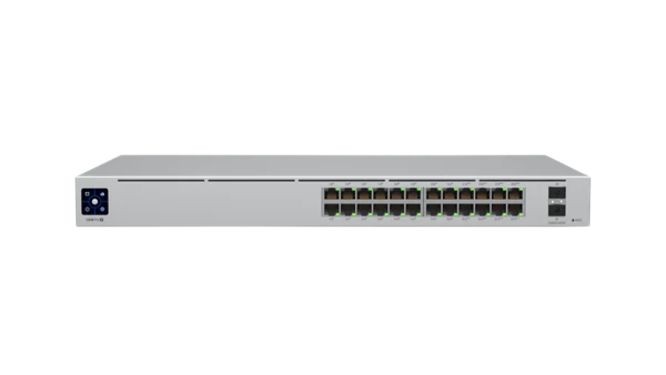 USW-Pro-Max-16-PoE A 16-port, Layer 3 Etherlighting? switch with 2.5 GbE, PoE++ output, and versatile mounting options. Etherlighting? ports that illuminate to indicate port location, speed/link, and native VLAN/network*. (4) 2.5 GbE PoE++ ports, (12) GbE PoE+ ports,(2) 10G SFP+ ports