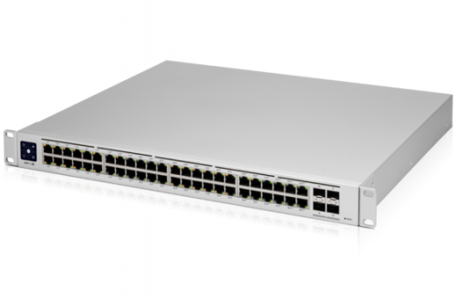 Ubiquiti USW-Pro-Max-48-PoE UniFi 48 port multi-gigabit PoE++ switch, with layer3 features and etherlighting , (16) 2.5 GbE ports including (8) PoE+ and (8) PoE++, (32) GbE ports including (24) PoE+ and (8) PoE++, (4) 10G SFP+ ports, 720W total PoE availability