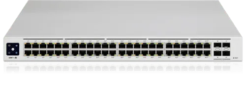 USW-48-PoE 48-port, (32) GbE, PoE+ RJ45 ports, (16) GbE RJ45 ports, (4) 1G SFP ports, 195W