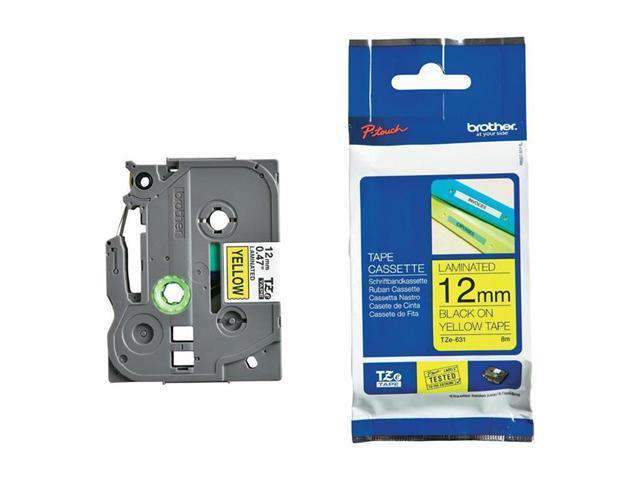12mm x 8m Black on yellow label tape