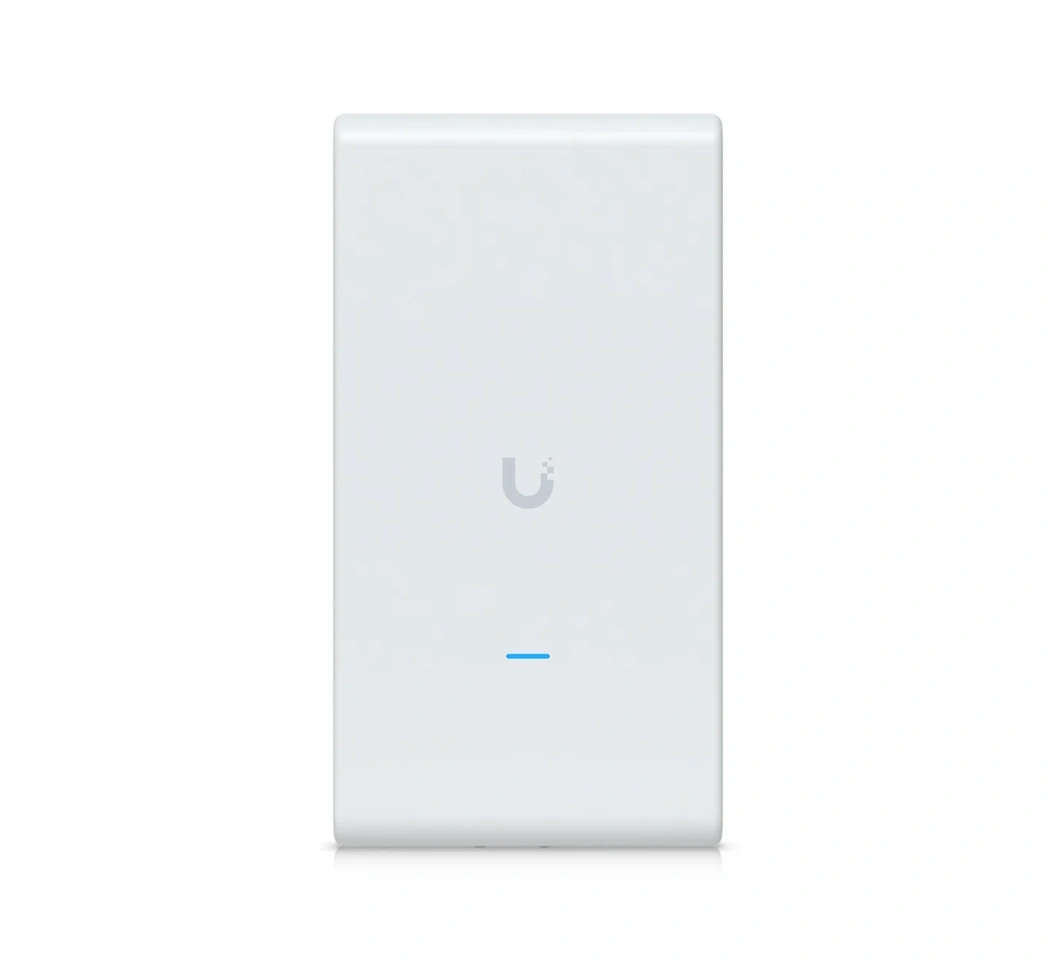 Ubiquiti U6 Mesh Pro Indoor/outdoor WiFi 6 AP with 4 spatial streams, an integrated super antenna, and a gigabit passthrough port.