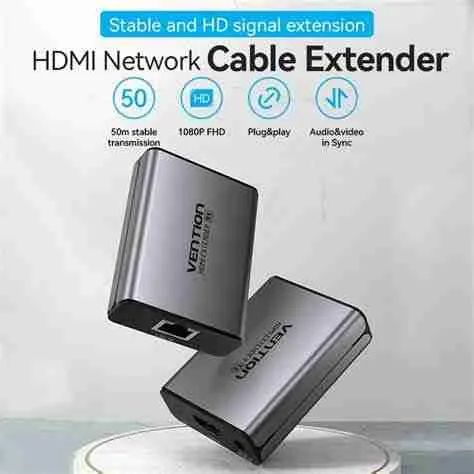 HDMI Network Cable Extender 60M Gray Aluminum Alloy Type