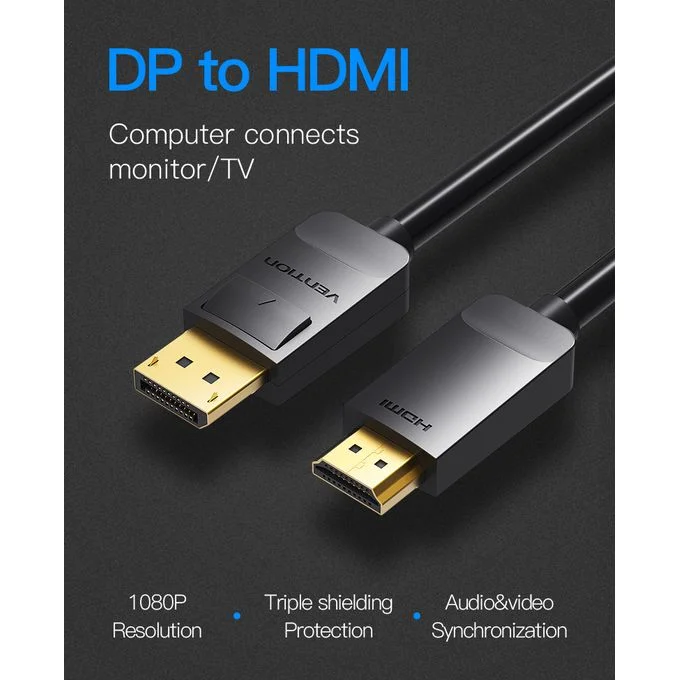 Vention DP to HDMI Cable 2M Black